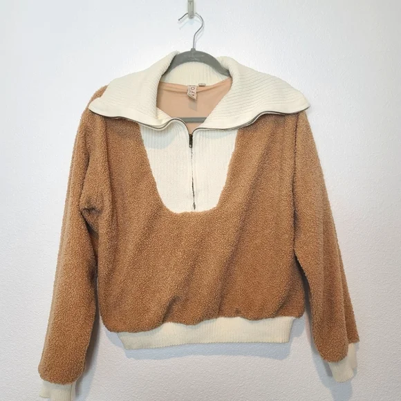 Anthropologie Dolan Left Coast Sherpa Oversized Collar Quarter Zip Sweat… - Picture 4 of 14